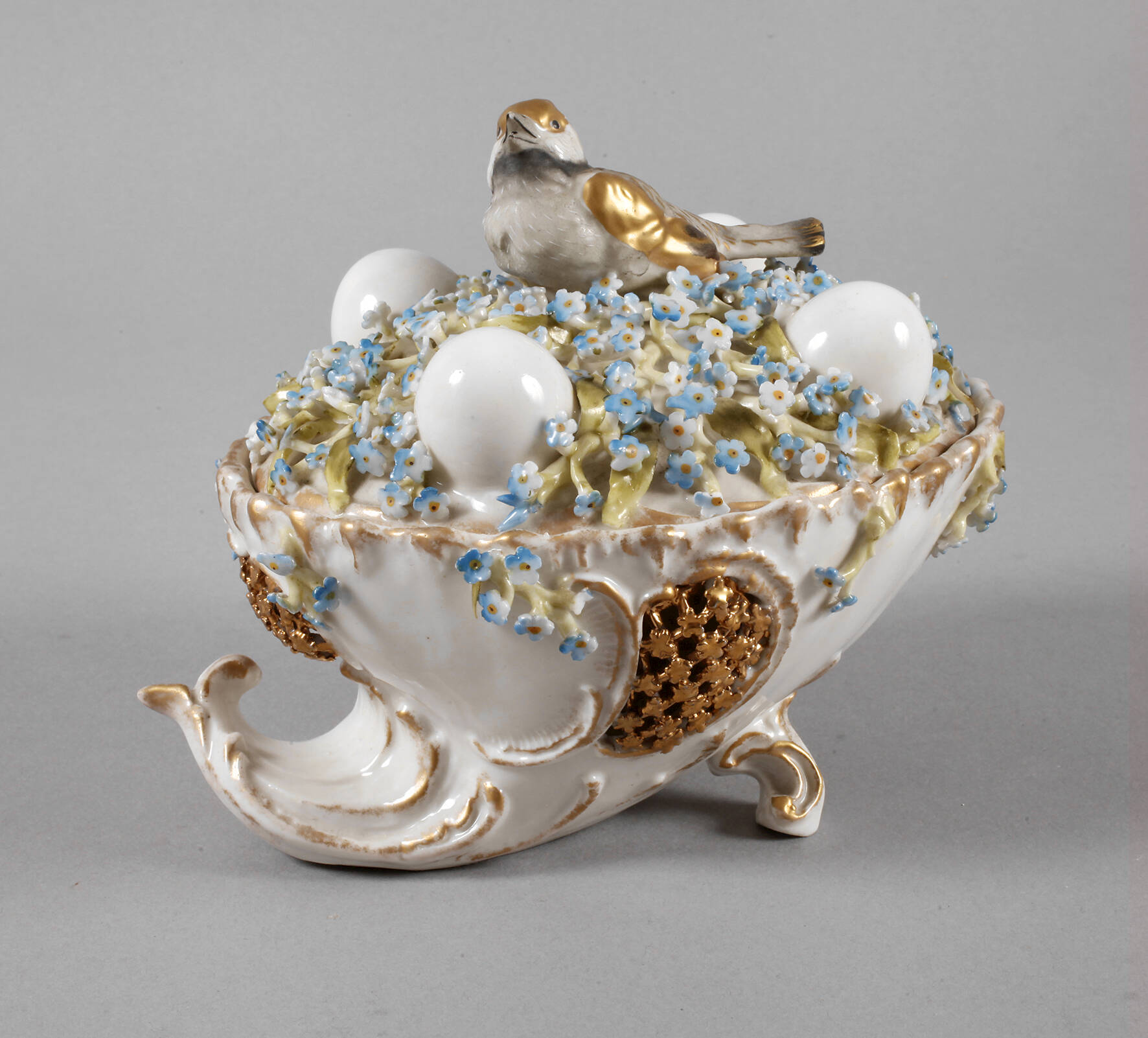 Schierholz Plaue Potpourri-Deckeldose mit Vogelnest