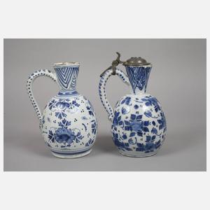 Zwei Delfter Enghalskrüge