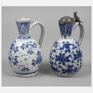 Zwei Delfter Enghalskrüge