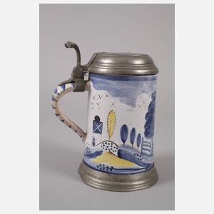 Fayencewalzenkrug mit Architekturmalerei