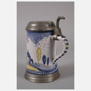 Fayencewalzenkrug mit Architekturmalerei