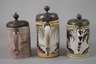 Drei Fayencewalzenkrüge