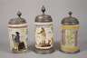 Drei Fayencewalzenkrüge
