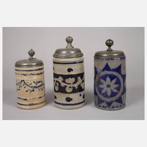 Drei Westerwälder Steinzeugkrüge