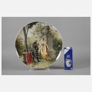 Frankreich großer Fayence-Wandteller mit Parkszene