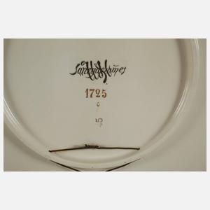 Frankreich großer Fayence-Wandteller mit Parkszene