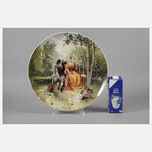 Frankreich großer Fayence-Wandteller mit Parkszene