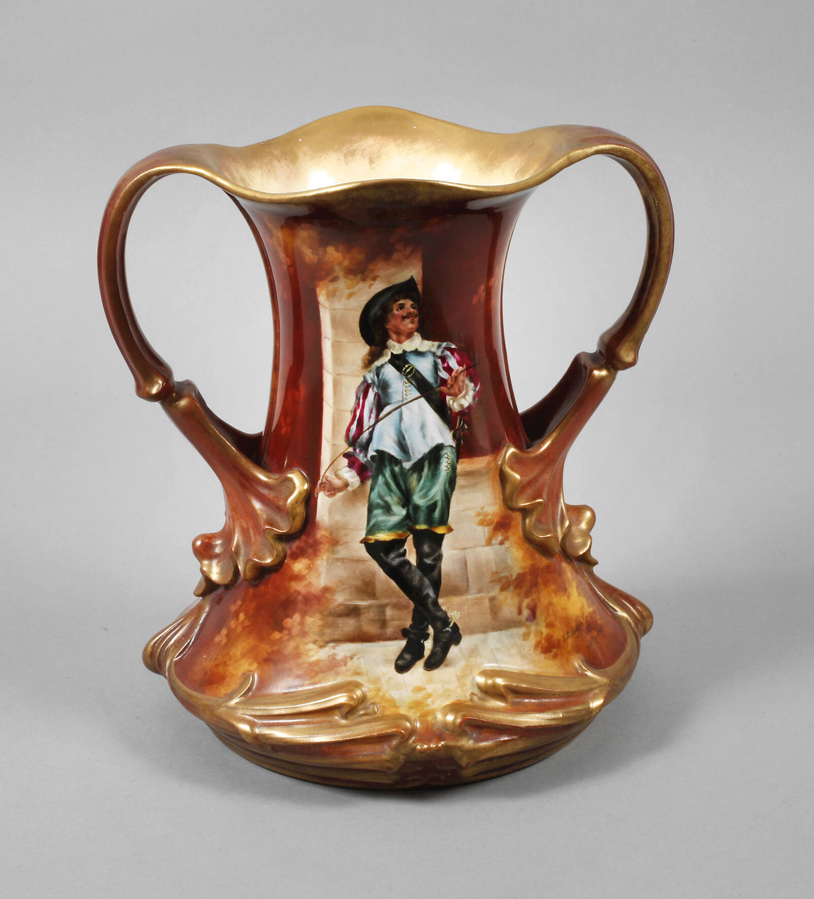 Mehlem Bonn Henkelvase mit Musketiermotiv