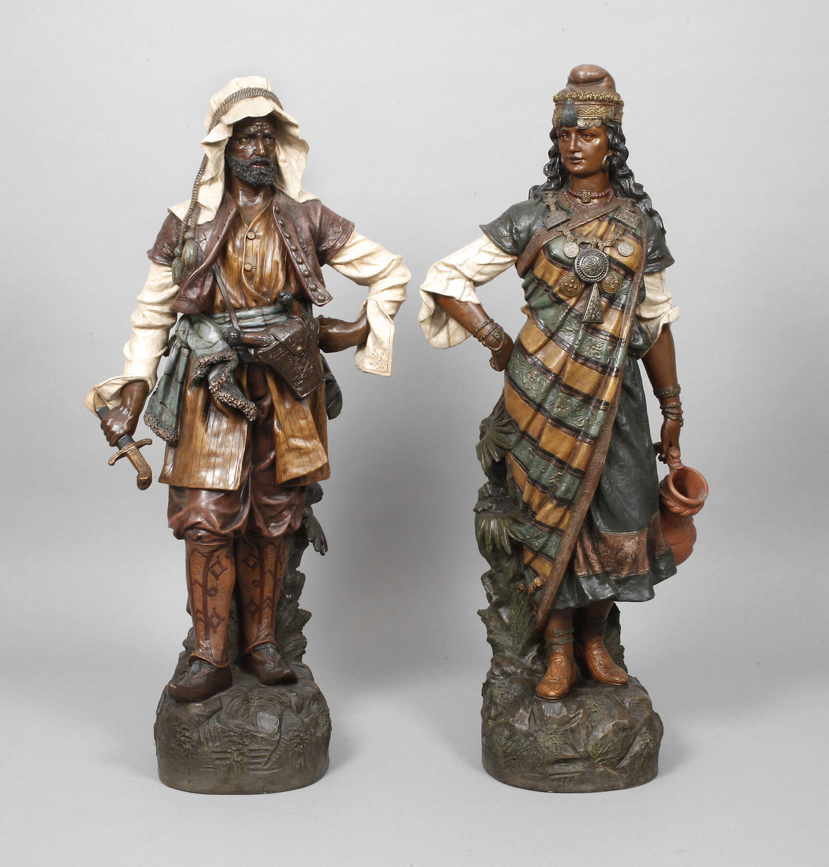 Goldscheider Paar Salonfiguren als Orientalen