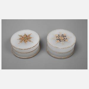 Zwei Dosen Alabasterglas