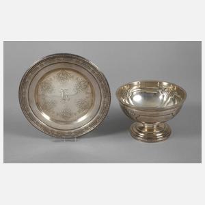 Konfektschale und Teller Silber