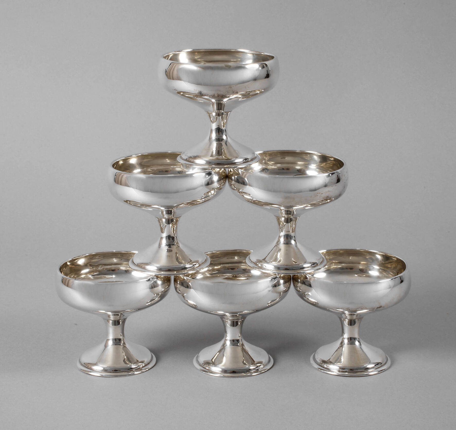 Sechs Eisschalen Silber