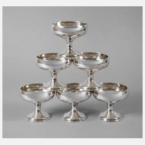 Sechs Eisschalen Silber