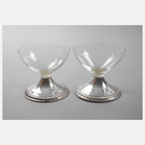 Paar Eisschalen mit Silberfuß