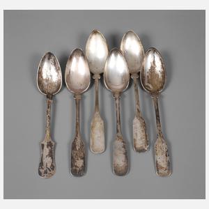 Sechs Speiselöffel Silber