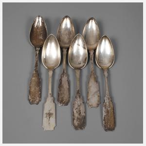 Sechs Löffel Silber