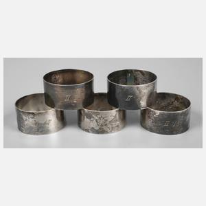 Fünf Serviettenringe mit Doppeladler