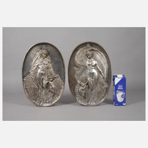 Paar allegorische Wandreliefs