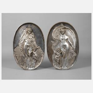 Paar allegorische Wandreliefs