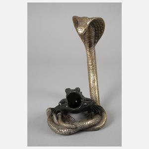 Bronzeplastik Schlange und Frosch
