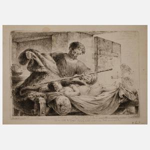 Gehasi beim Versuch, das Kind zu erwecken