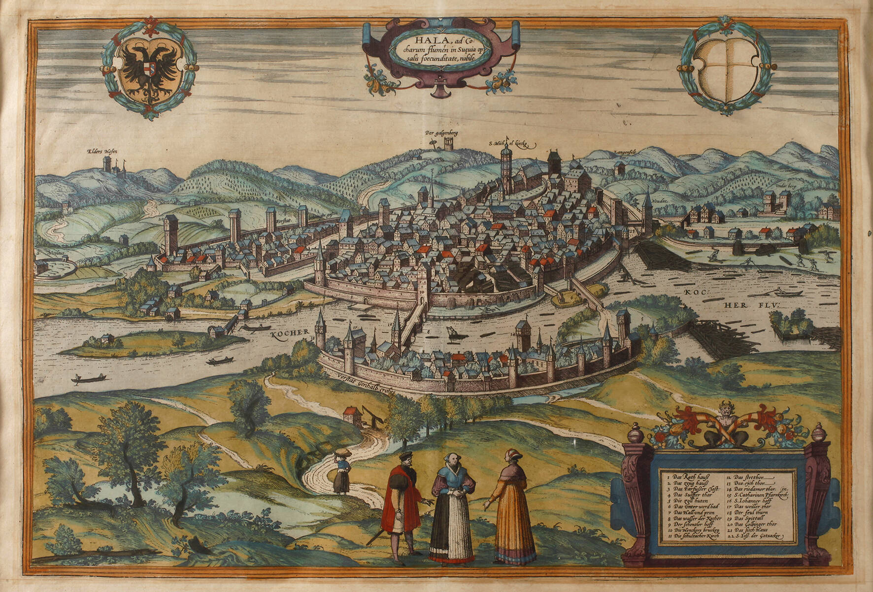 Braun und Hogenberg, Stadtansicht Schwäbisch Hall