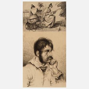 Ludwig Emil Grimm, attr., Paar Radierungen