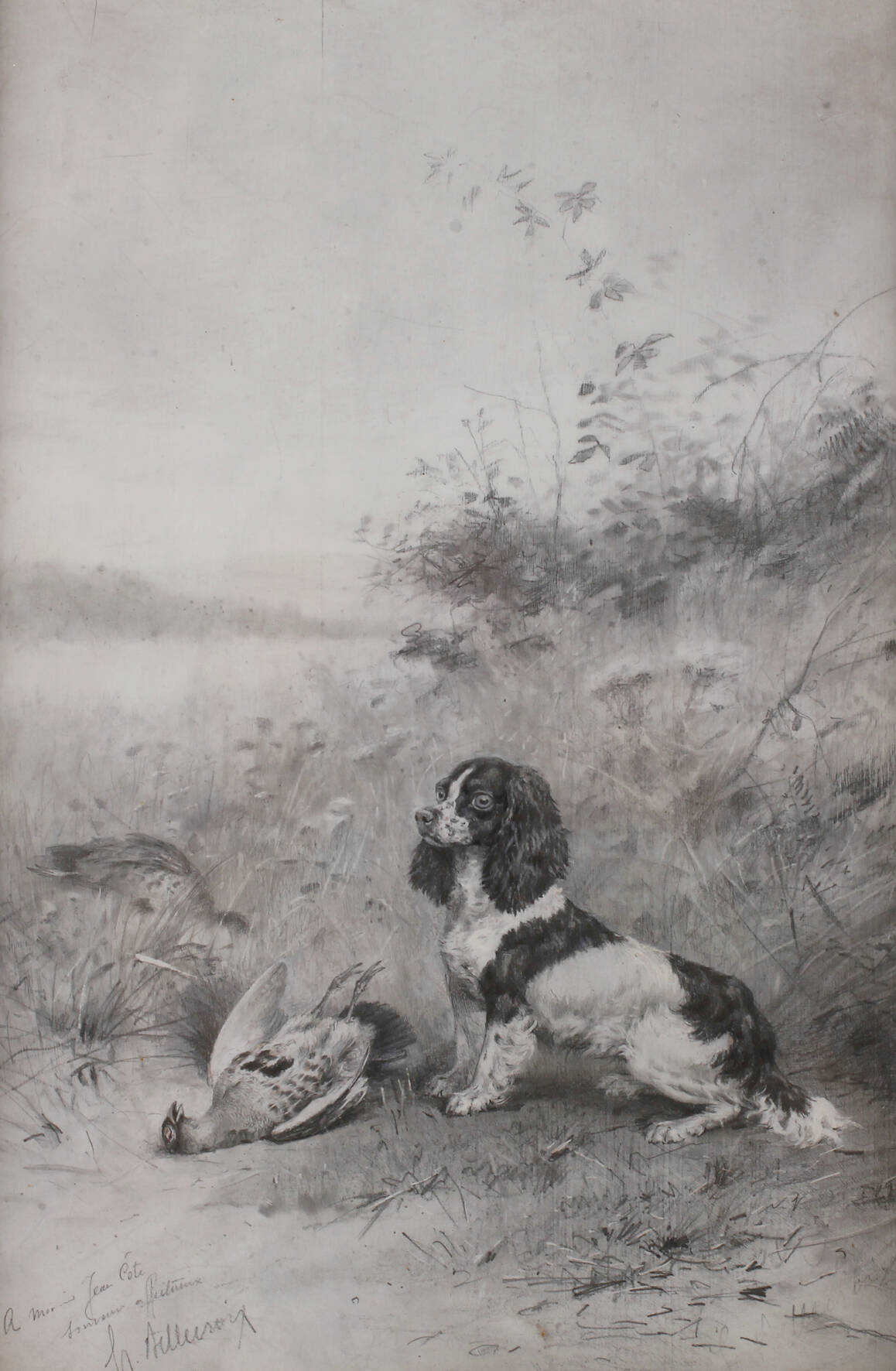 Ernest Bellecroix, Jagdhund mit Rebhuhn