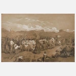 Carl von Binzer, attr., "Viehmarkt bei Orvieto"