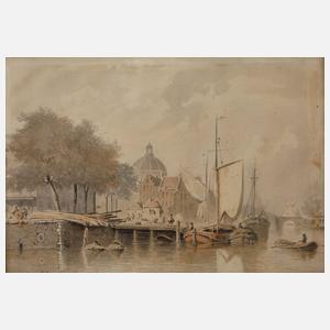 Everhadus Koster, attr., "Amsterdamer Hafen“