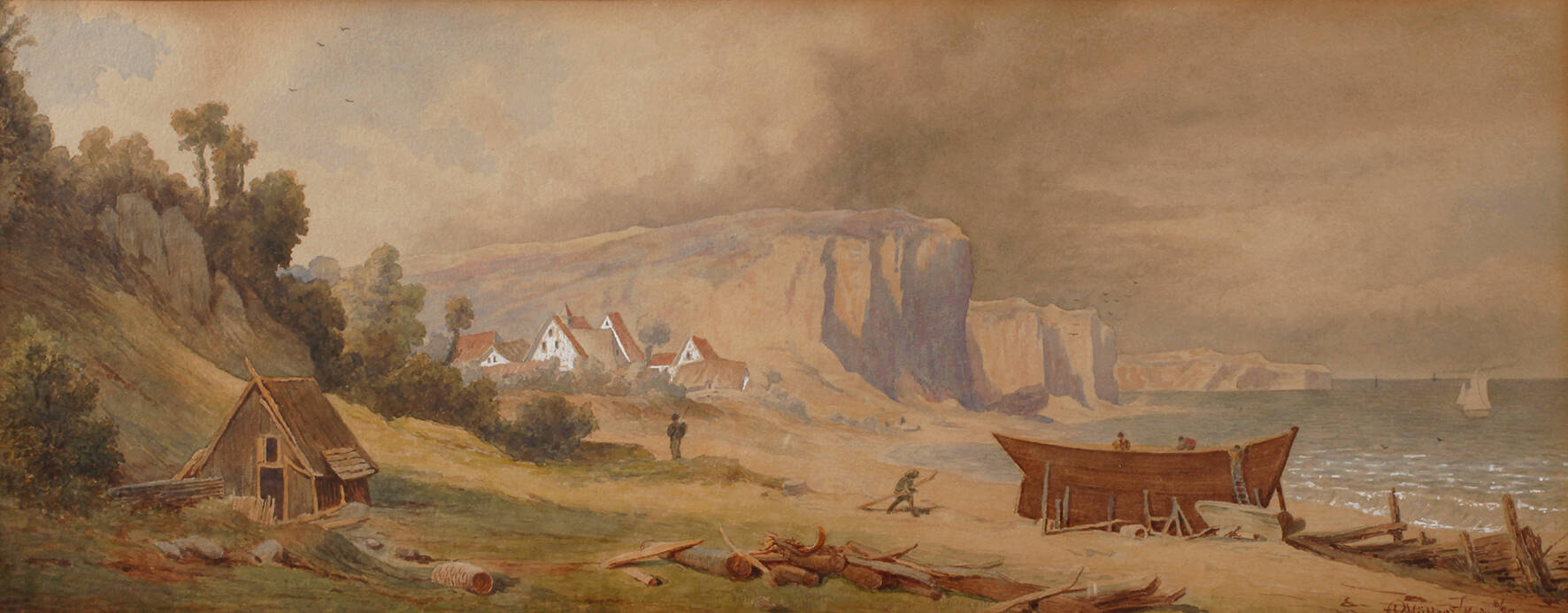 C. Müller, Küstenlandschaft mit Kreidefelsen