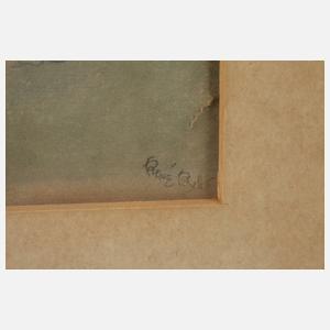 René Bull, Rokokodame mit Papagei