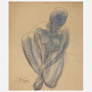 Prof. Kurt Günther, kauernder Frauenakt