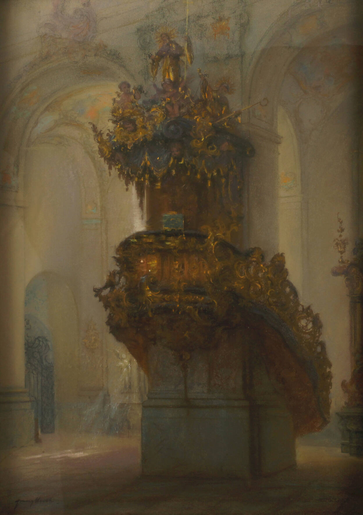 Prof. Franz Huth, Inneres der Abteikirche von Amorbach