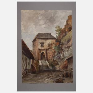 Aufgang zur Burg Schreckenstein bei Aussig