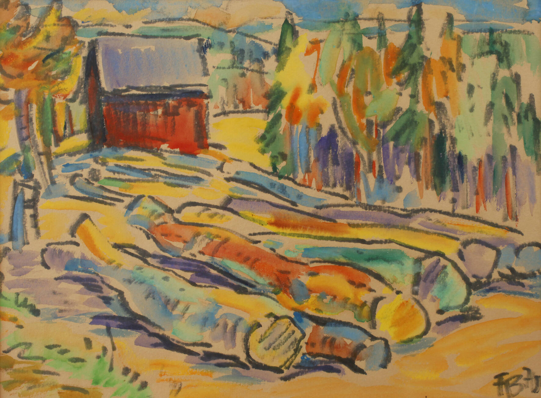 Fredo Bley, Baumstämme am Waldrand