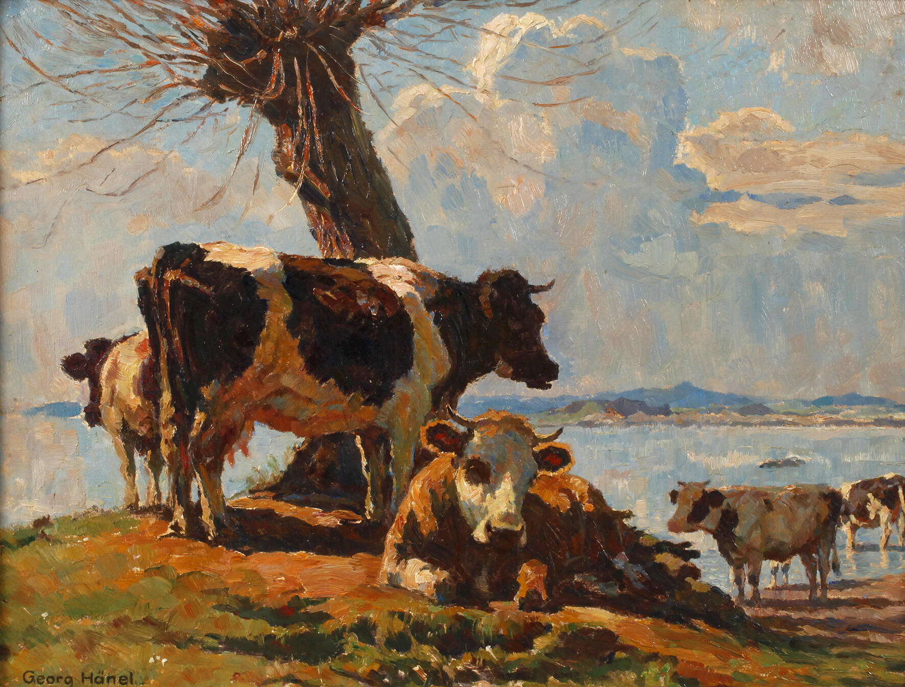 Georg Hänel, "Kühe am Chiemsee"