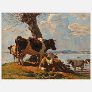 Georg Hänel, "Kühe am Chiemsee"