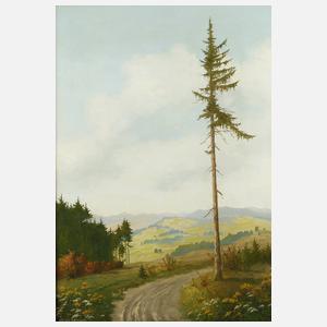 Minni Herzing, "Blick über blühende Wiesen und Wälder"