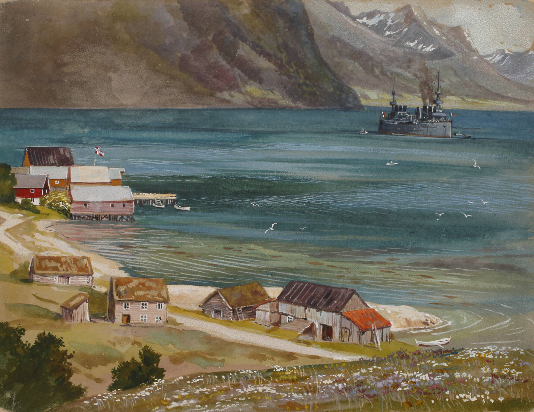 Albert Kunze, attr., Fjord in Norwegen