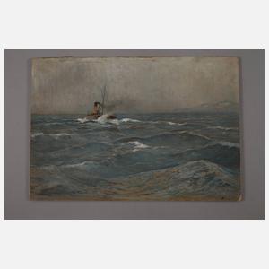 Albert Kunze, "Dampfer vor der norwegischen Küste"