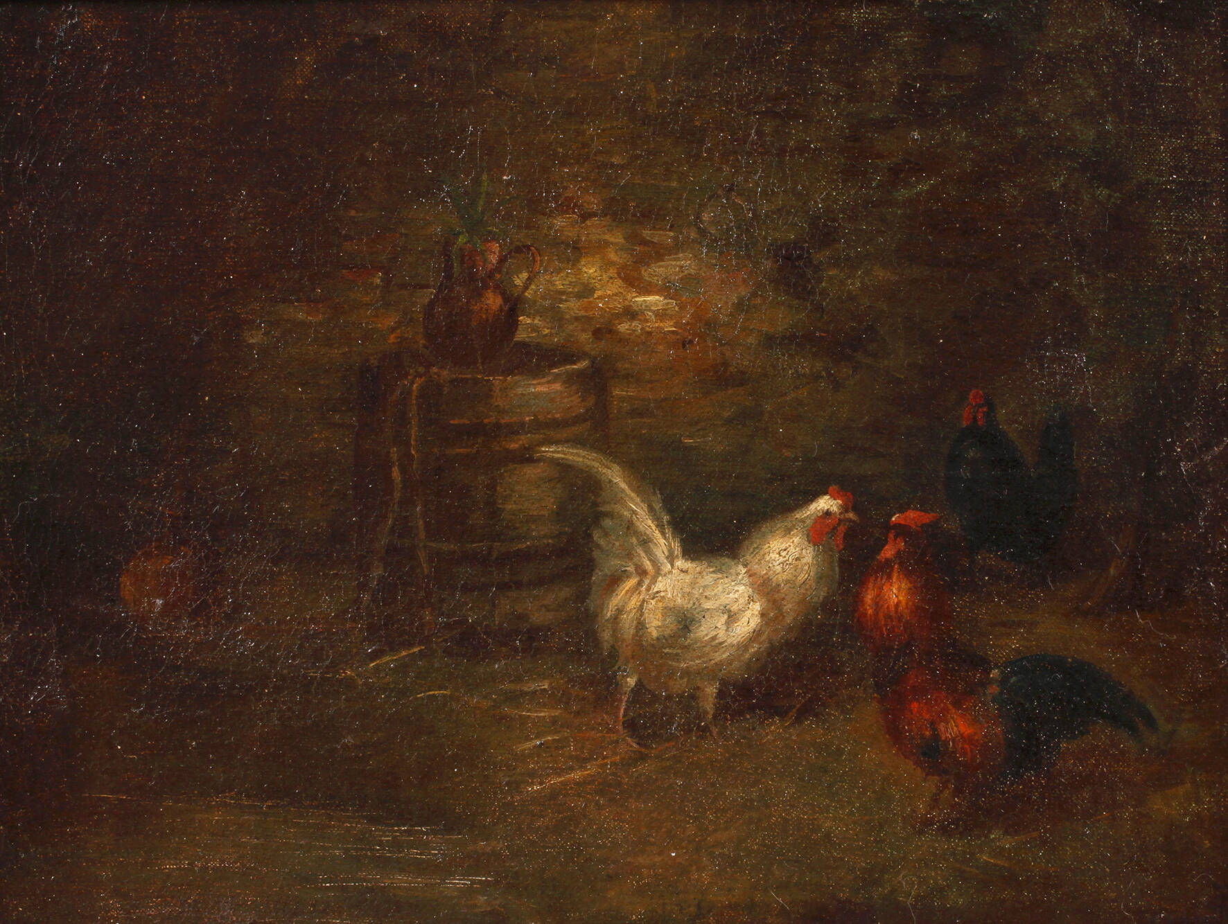Charles Émile Jacque, attr., Im Hühnerstall