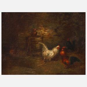 Charles Émile Jacque, attr., Im Hühnerstall