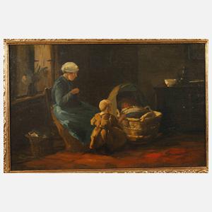 Mutter beim Stricken