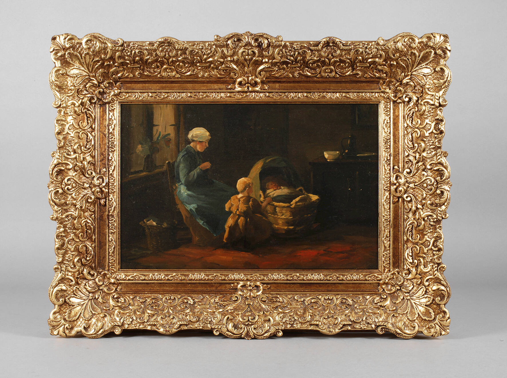 Mutter beim Stricken