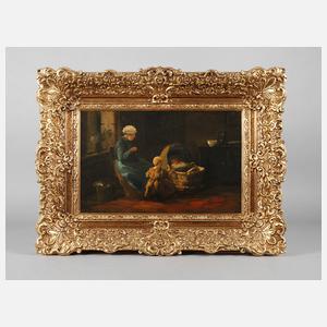 Mutter beim Stricken