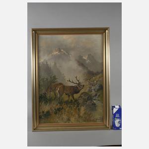 Prof. Georg Berger, Hirsche im Gebirge