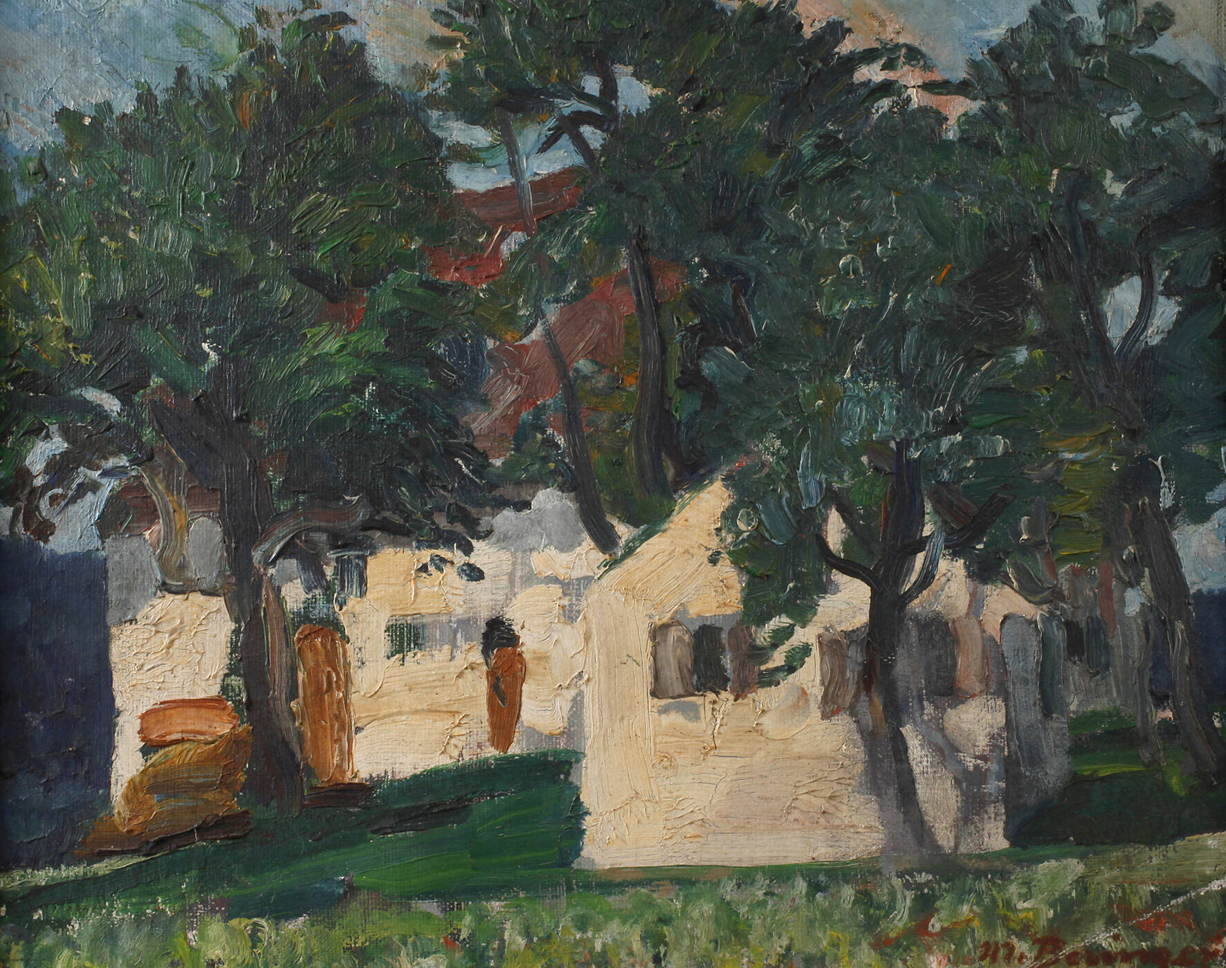 Max Beringer, Gehöft unter Bäumen