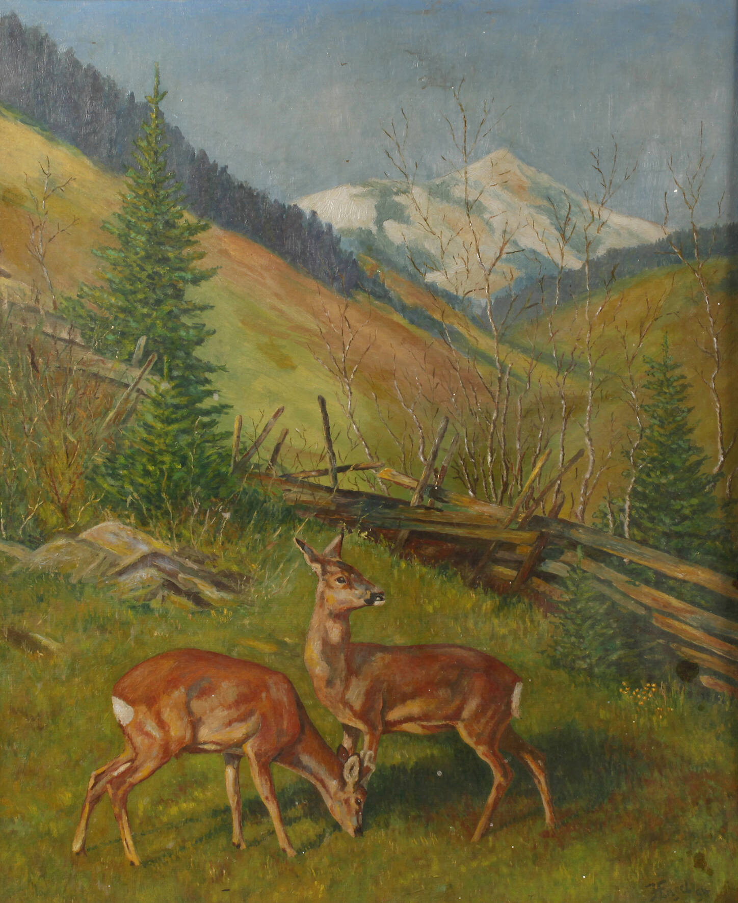 H. Engel, Rehe im Gebirge