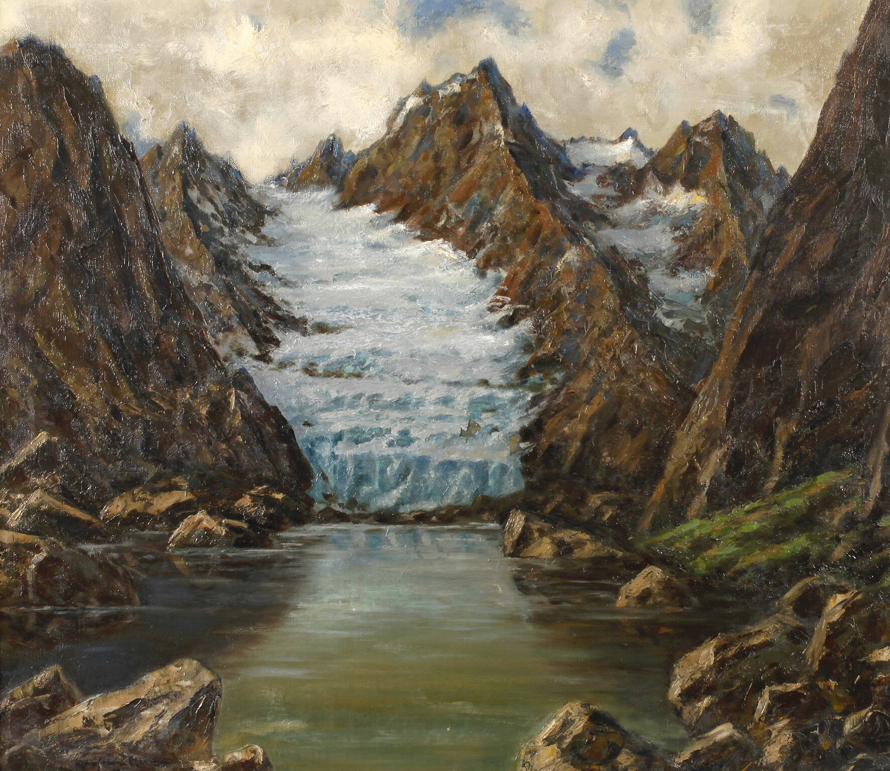 Franz Hienl-Merre, Alpenlandschaft mit Gletscher
